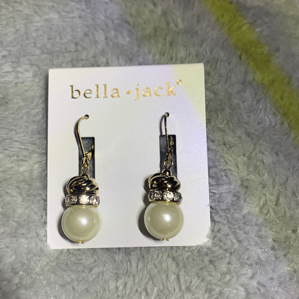 Gold Bella Jack Gold Pearl and Crystal Earrings